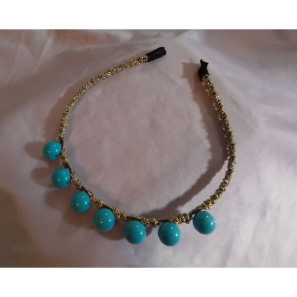Vintage Headband With Turquoise Beads - Picture 2 of 2